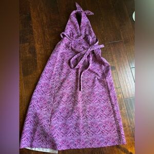 Vintage 70s Pink and Purple Patterned Maxi Halter Wrap Dress.